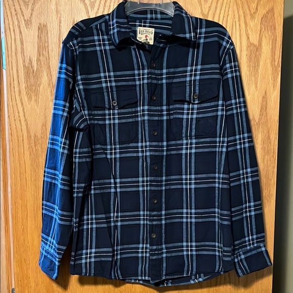 RedHead Men's Navy and Light Blue Plaid Shirt - Picture 1 of 7